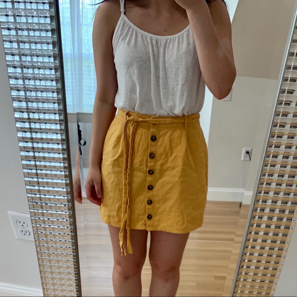 Yellow Button Down Skirt with adjustable tie